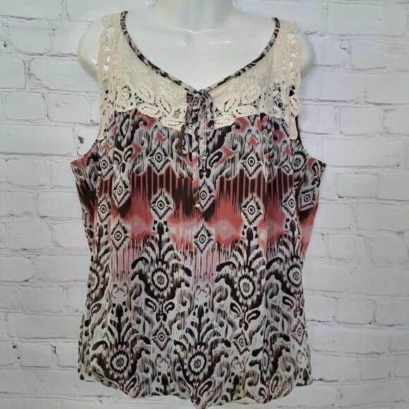 Dressbarn Tops - Dressbarn Lace Crochet Front Boho Tank Top Size XL